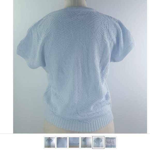 Vintage Blouson Ribbed Blouse by Tradition Sears Blue Women Top Sz Small - Picture 5 of 6